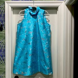 Tuckernuck, organza/ lined beautiful design dress. Robin egg blue.